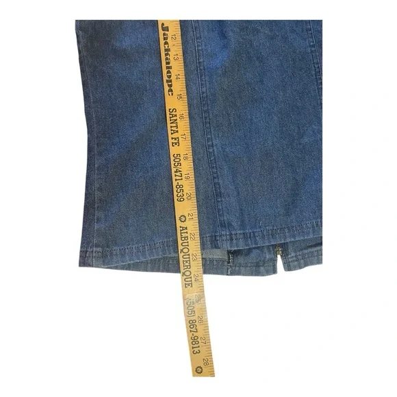 Graff Vintage Denim Vest w/ Leather Trim Collar & Pockets - Picture 9 of 11